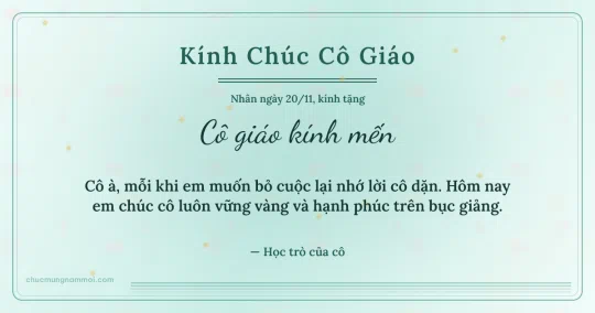 Thiệp cho cô giáo: Sọc mảnh ngày 20/11, kiểu 14