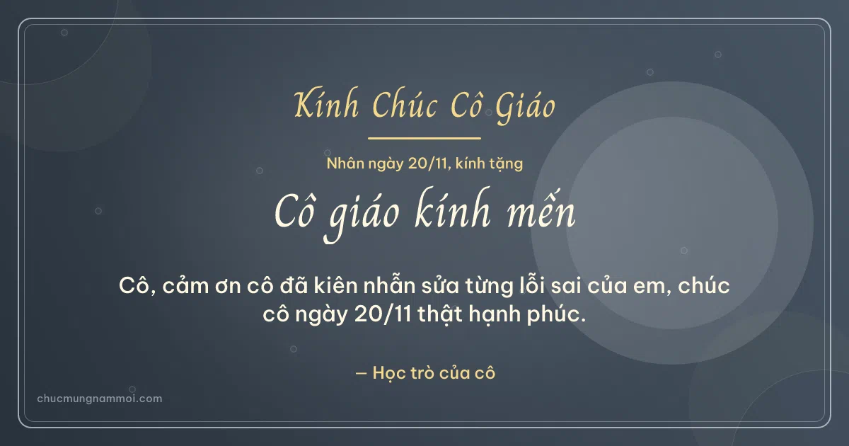 Thiệp ngày 20/11 cho cô giáo: Đá xanh ấm áp. Cô, cảm ơn cô đã kiên nhẫn sửa từng lỗi sai của em… (Bản ngang)