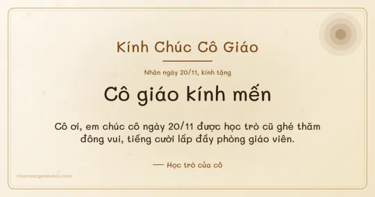 Thiệp ngày 20/11 cho cô giáo: Bong bóng và nắng mai trên nền ngà kem