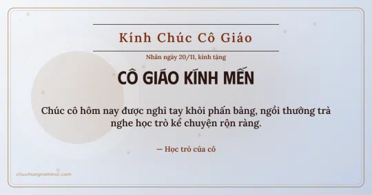 Thiệp ngày 20/11 cho cô giáo: Sao băng rạng rỡ trên nền sương bạc