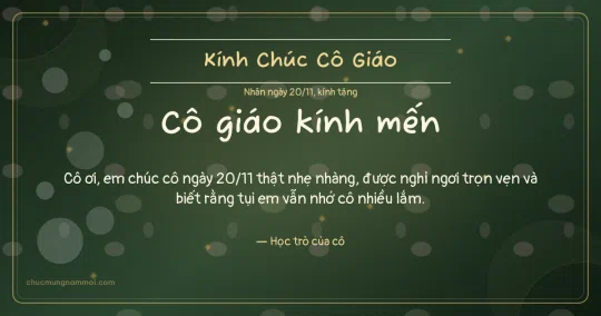 Thiệp cho cô giáo: Bong bóng ngày 20/11, kiểu 4