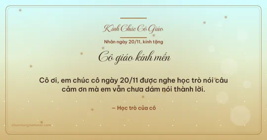 Thiệp ngày 20/11: Mai vàng ấm áp tặng cô giáo