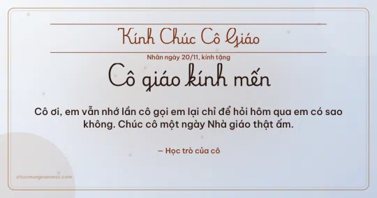 Thiệp ngày 20/11 cho cô giáo: Sương bạc ấm áp, kiểu 26