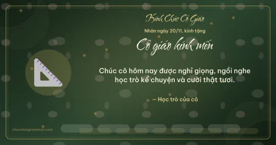 Thiệp ngày 20/11: Thước ê-ke tặng cô giáo