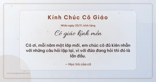 Thiệp ngày 20/11 cho cô giáo: Sương bạc ấm áp, kiểu 25