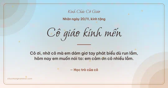 Thiệp ngày 20/11 cho cô giáo: Bình minh rạng rỡ, kiểu 20