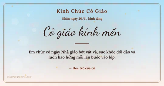 Thiệp ngày 20/11 cho cô giáo: Bình minh trang nhã, kiểu 31