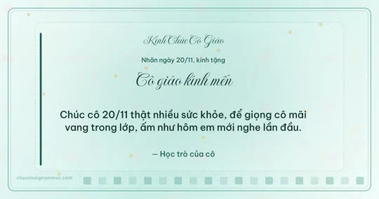 Thiệp cho cô giáo: Ô vuông nhỏ ngày 20/11, kiểu 3