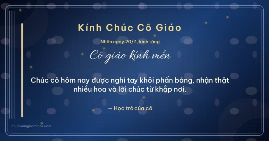 Thiệp ngày 20/11: Biển sâu tươi mới tặng cô giáo