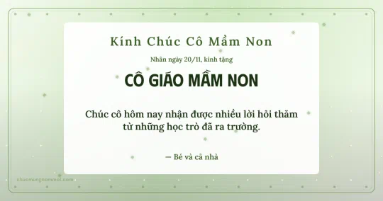 Thiệp cho cô giáo mầm non: Kim tuyến ngày 20/11, kiểu 30