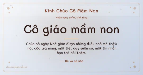 Thiệp ngày 20/11 cho cô giáo mầm non: Sương bạc ấm áp, kiểu 27
