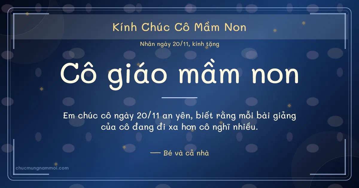 Thiệp ngày 20/11: Cánh hoa tặng cô giáo mầm non. Em chúc cô ngày 20/11 an yên, biết… (Bản ngang)