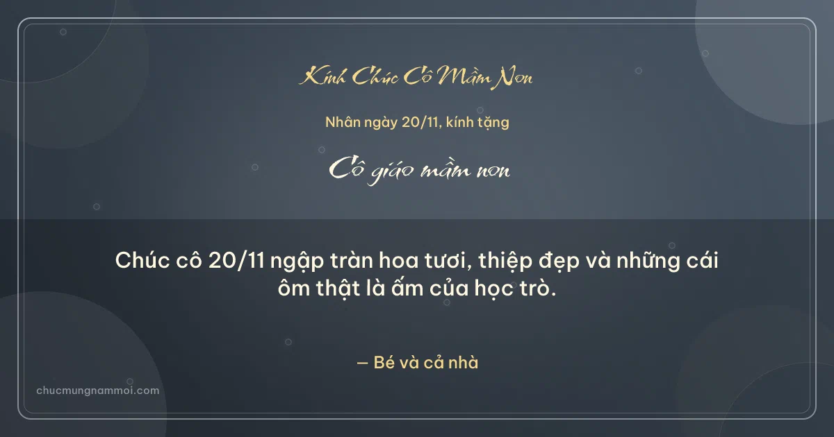 Thiệp cho cô giáo mầm non: Bong bóng ngày 20/11. Chúc cô 20/11 ngập tràn hoa tươi, thiệp đẹp… (Bản ngang)