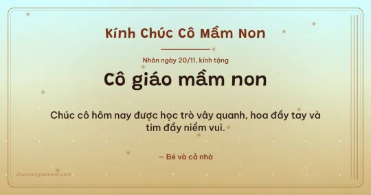 Thiệp ngày 20/11 cho cô giáo mầm non: Mai vàng ấm áp, kiểu 16