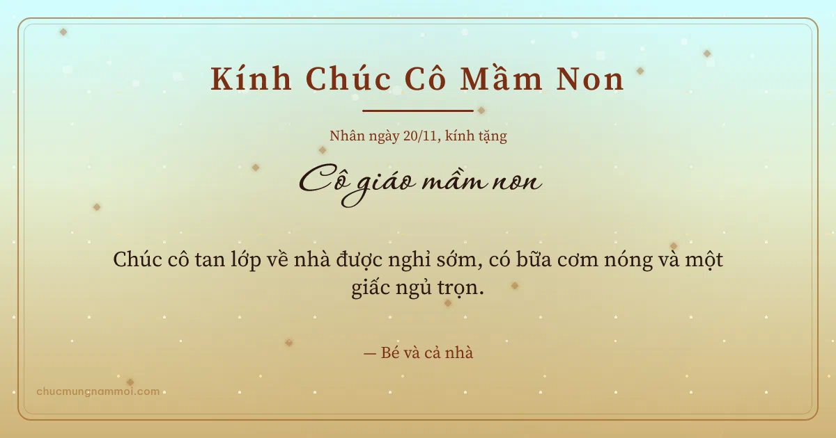 Thiệp ngày 20/11: Mai vàng sang trọng tặng cô giáo mầm non. Chúc cô tan lớp về nhà được nghỉ sớm, có bữa cơm nóng… (Bản ngang)