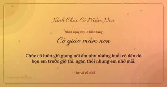 Thiệp ngày 20/11 cho cô giáo mầm non: Vòng đồng tâm và kim tuyến trên nền nắng sớm