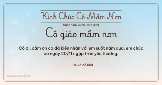 Thiệp ngày 20/11 cho cô giáo mầm non: Bình minh ấm áp, kiểu 21