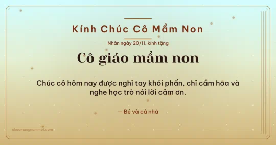 Thiệp ngày 20/11 cho cô giáo mầm non: Mai vàng ấm áp, kiểu 17