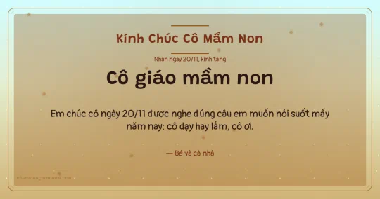 Thiệp ngày 20/11 cho cô giáo mầm non: Mai vàng ấm áp, kiểu 6