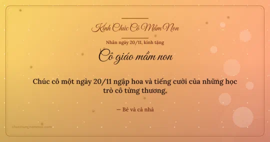 Thiệp ngày 20/11 cho cô giáo mầm non: Nắng sớm mùa tri ân