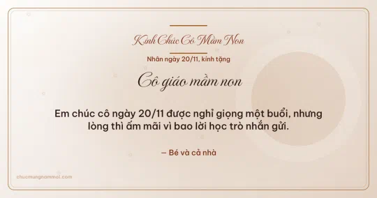 Thiệp ngày 20/11 cho cô giáo mầm non: Giấy dó trang nhã, kiểu 14