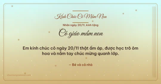 Thiệp ngày 20/11: Kim tuyến tươi mới tặng cô giáo mầm non