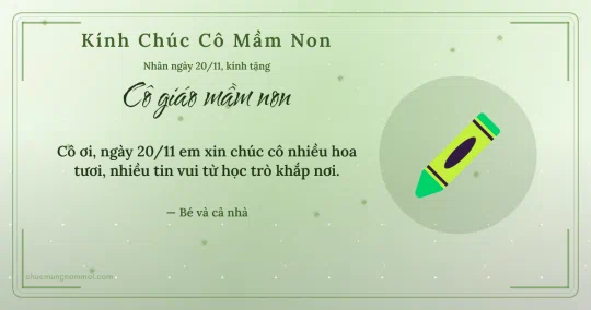 Thiệp ngày 20/11: Bút sáp màu tặng cô giáo mầm non