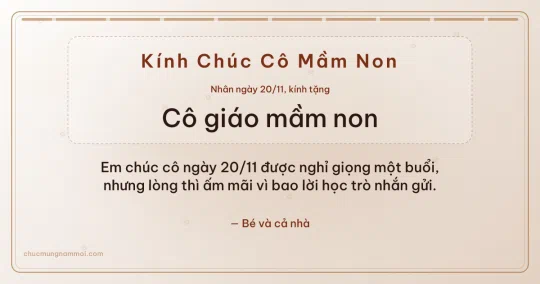 Thiệp ngày 20/11 cho cô giáo mầm non: Giấy dó rạng rỡ, kiểu 11