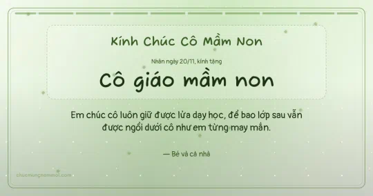 Thiệp cho cô giáo mầm non: Kim tuyến ngày 20/11, kiểu 6