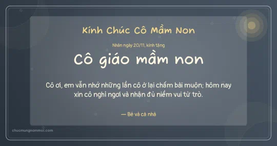 Thiệp ngày 20/11 cho cô giáo mầm non: Đá xanh rạng rỡ, kiểu 7