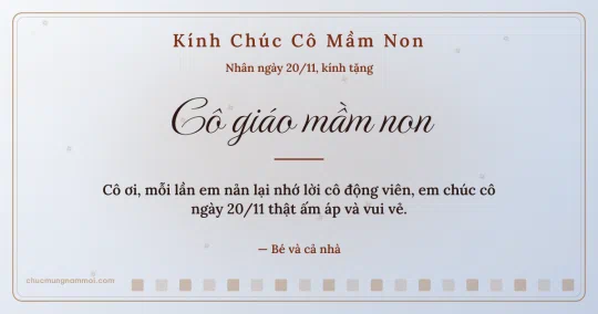 Thiệp ngày 20/11 cho cô giáo mầm non: Ô vuông nhỏ và sao băng trên nền sương bạc