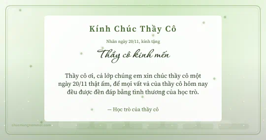 Thiệp cho thầy cô: Kim tuyến ngày 20/11, kiểu 19