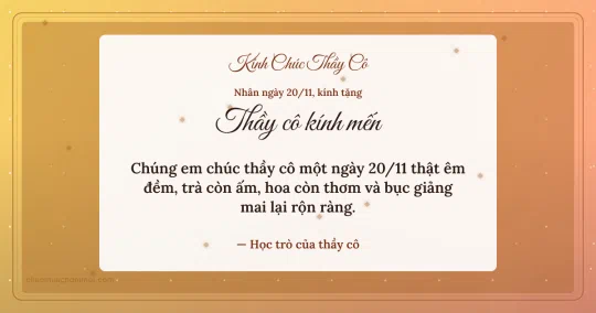 Thiệp ngày 20/11: Nắng sớm sang trọng tặng thầy cô