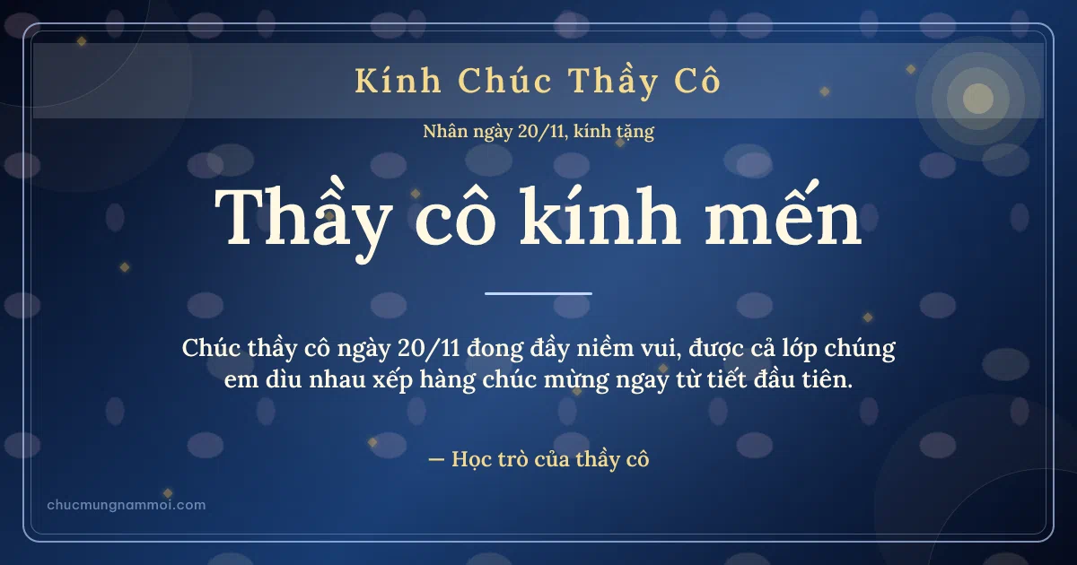 Thiệp ngày 20/11 cho thầy cô: Nắng mai trên nền xanh biển sâu. Chúc thầy cô ngày 20/11 đong đầy niềm vui… (Bản ngang)