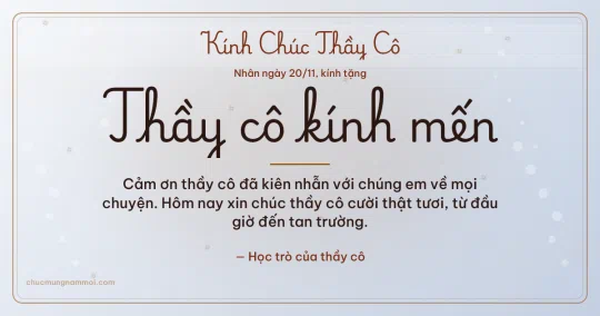 Thiệp ngày 20/11 cho thầy cô: Sương bạc dịu dàng
