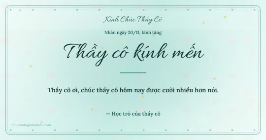 Thiệp ngày 20/11 cho thầy cô: Xanh ngọc nước ấm áp, kiểu 18
