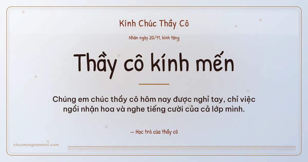 Thiệp ngày 20/11 cho thầy cô: Sao băng và sọc mảnh trên nền sương bạc. Chúng em chúc thầy cô hôm nay được nghỉ tay… (Bản ngang)