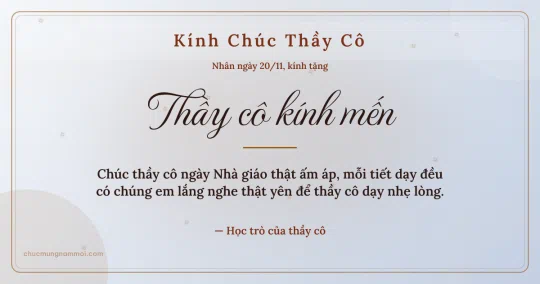 Thiệp ngày 20/11: Sương bạc trang nhã tặng thầy cô