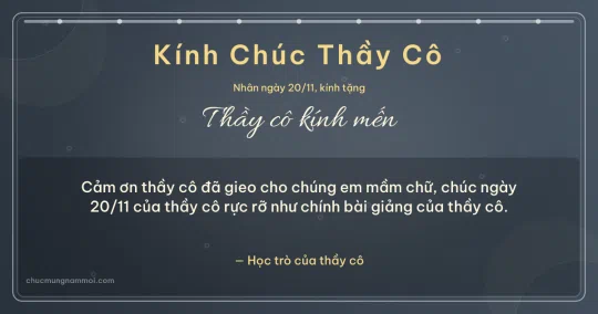 Thiệp ngày 20/11 cho thầy cô: Bong bóng và chuỗi chấm trên nền xanh đá