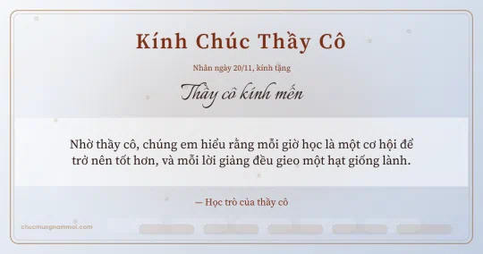Thiệp ngày 20/11 cho thầy cô: Sao băng và sóng nước trên nền sương bạc