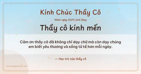 Thiệp ngày 20/11: Bình minh ấm áp tặng thầy cô