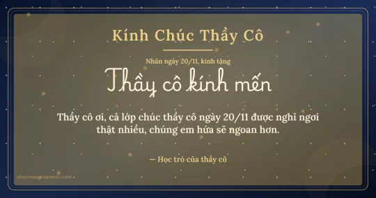 Thiệp ngày 20/11 cho thầy cô: Trời sao và kim tuyến trên nền xanh than ánh kim