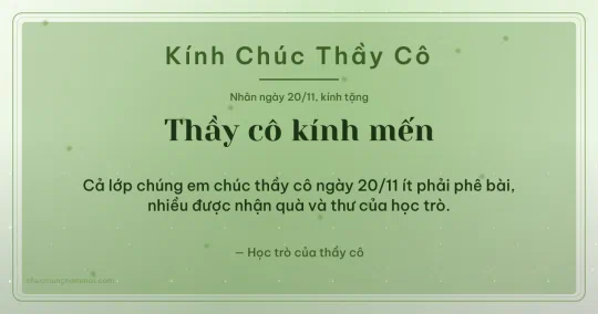 Thiệp cho thầy cô: Kim tuyến ngày 20/11, kiểu 20