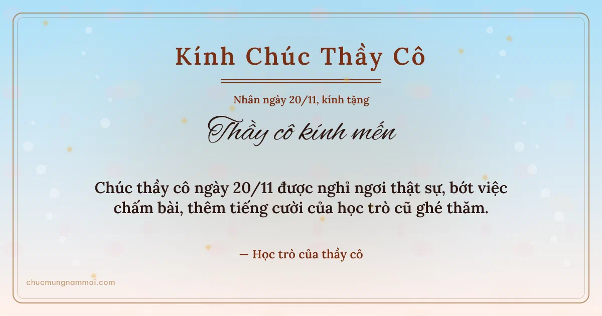 Thiệp ngày 20/11: Bình minh sang trọng tặng thầy cô. Chúc thầy cô ngày 20/11 được nghỉ ngơi thật sự… (Bản ngang)