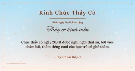 Thiệp ngày 20/11: Bình minh sang trọng tặng thầy cô