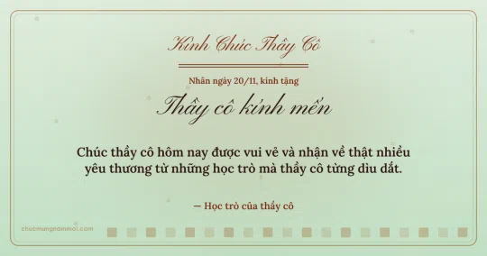 Thiệp ngày 20/11 cho thầy cô: Sao băng và ô vuông nhỏ trên nền xanh trà