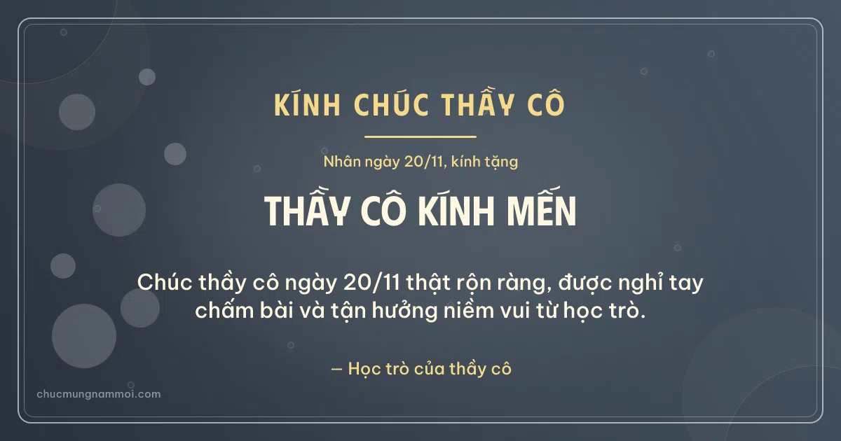 Thiệp cho thầy cô: Đá xanh ngày 20/11. Chúc thầy cô ngày 20/11 thật rộn ràng… (Bản ngang)