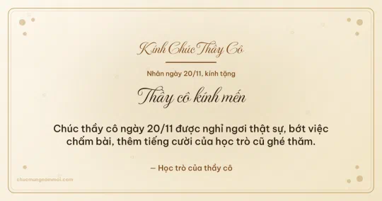 Thiệp ngày 20/11 cho thầy cô: Bong bóng và chấm nhỏ trên nền ngà kem