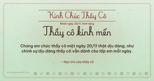 Thiệp ngày 20/11 cho thầy cô: Ô vuông nhỏ và sao băng trên nền xanh trà