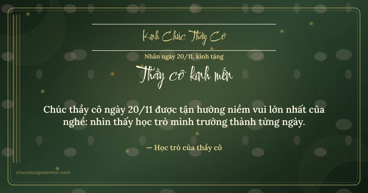Thiệp cho thầy cô: Sọc dọc ngày 20/11, kiểu 16. Chúc thầy cô ngày 20/11 được tận hưởng niềm vui lớn nhất… (Bản ngang)